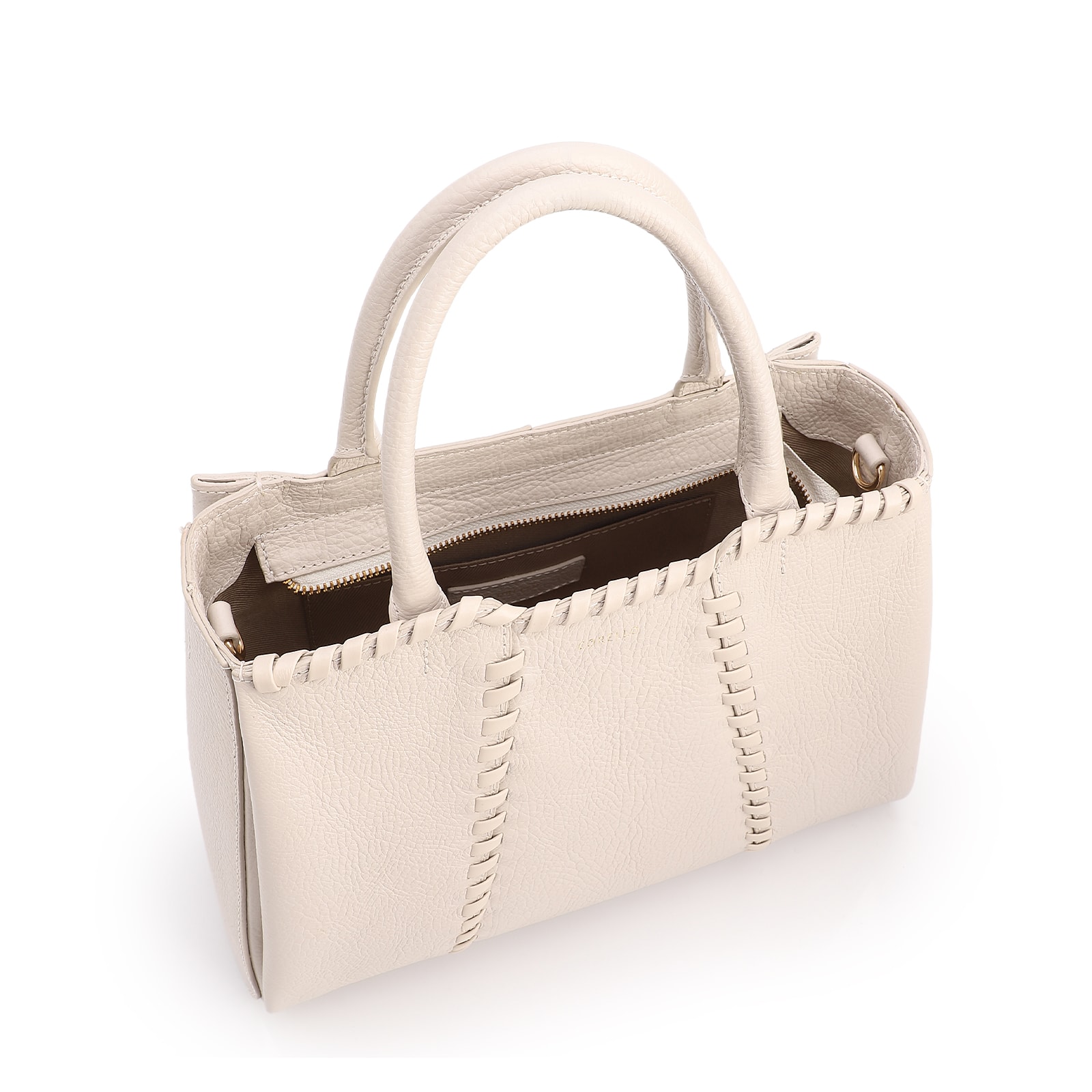 Bolsa Tote Média Couro Antique Off White Contorno Tresse