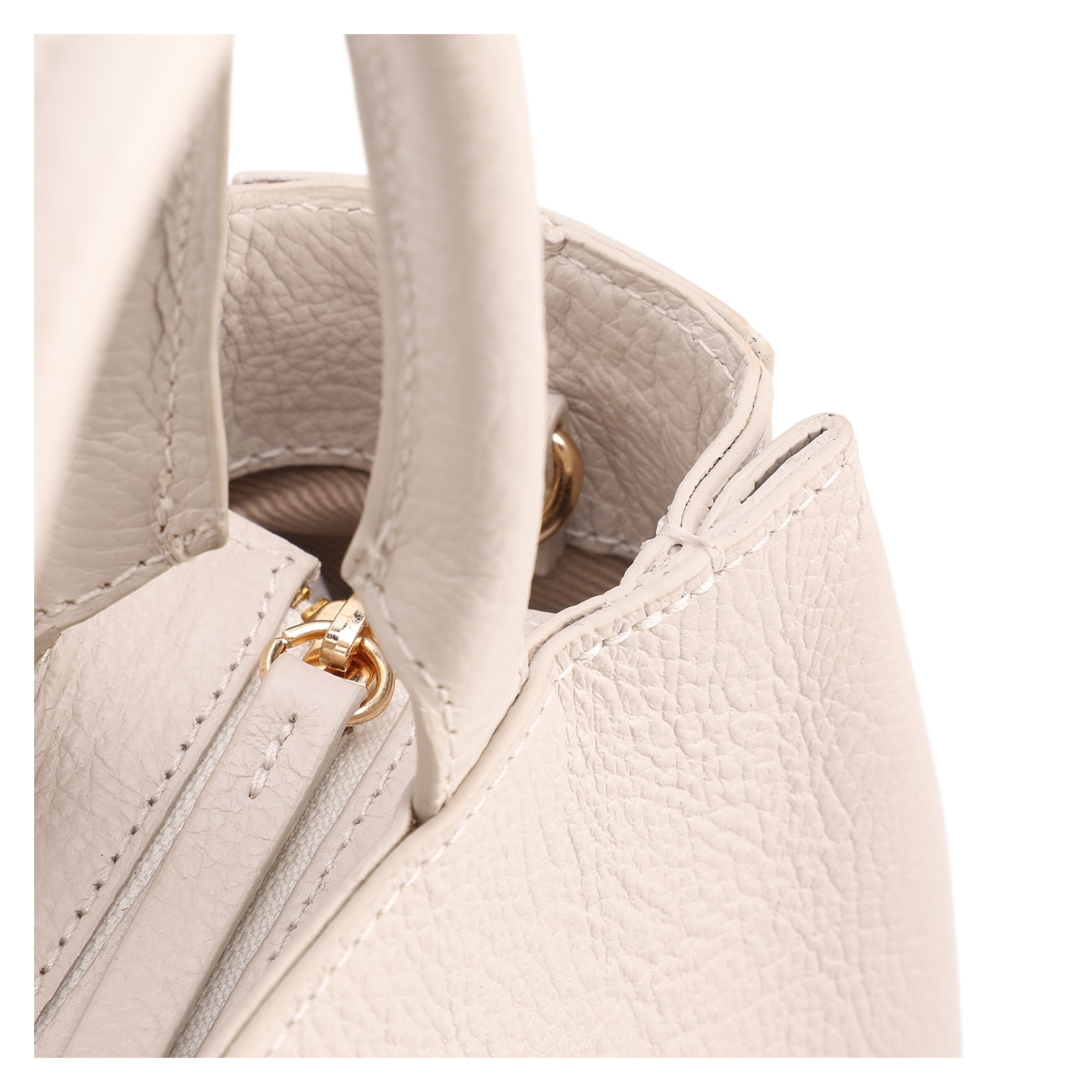Bolsa Tote Média Couro Antique Off White Contorno Tresse