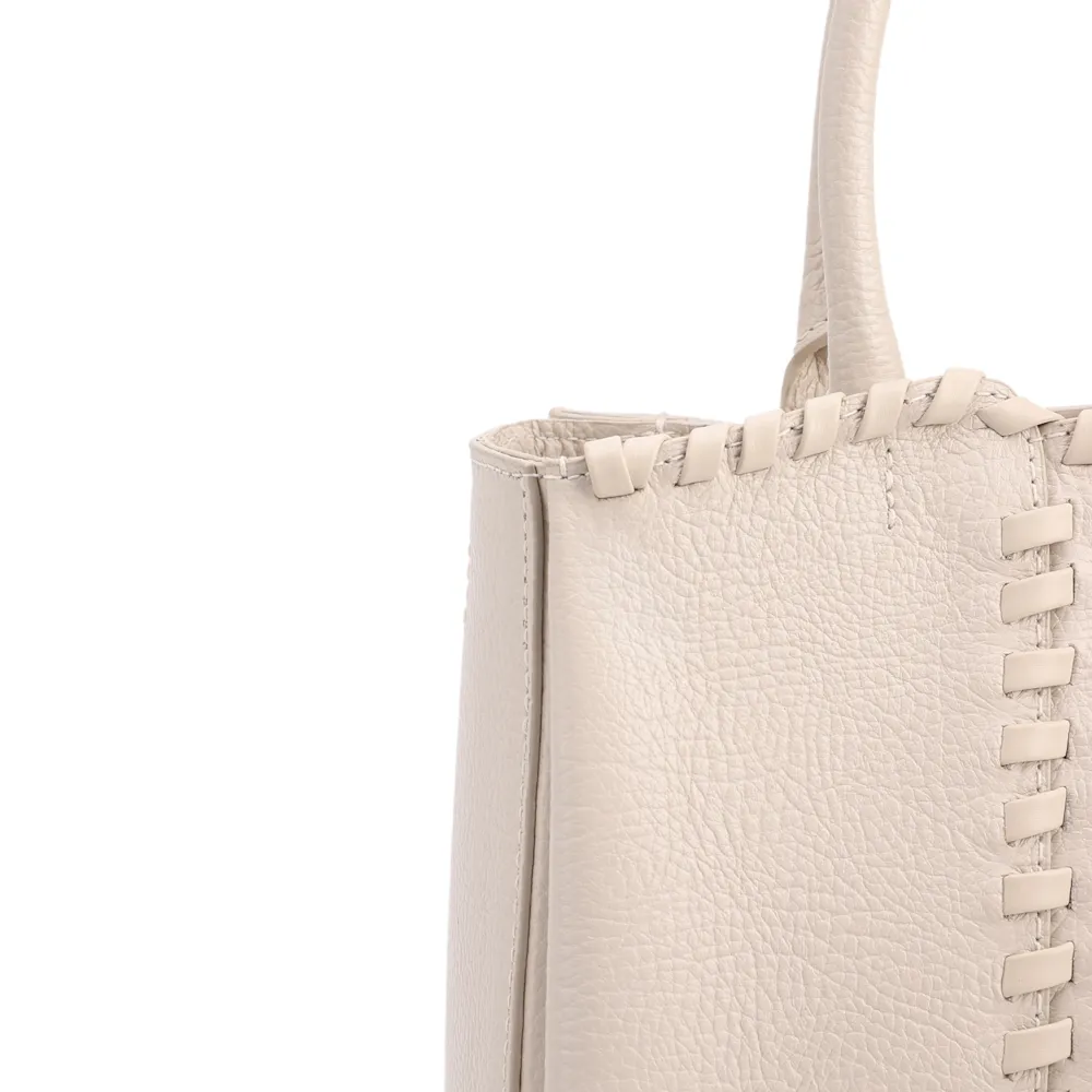 Bolsa Tote Média Couro Antique Off White Contorno Tresse - imagem 7
