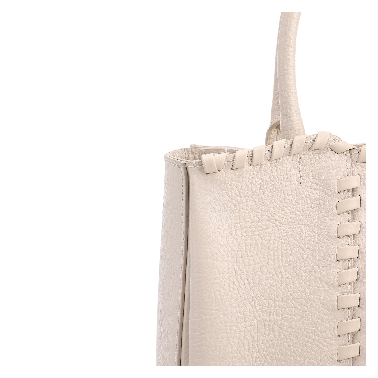 Bolsa Tote Média Couro Antique Off White Contorno Tresse