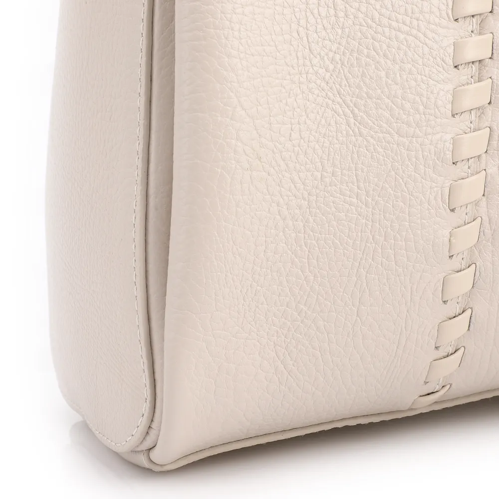 Bolsa Tote Média Couro Antique Off White Contorno Tresse - imagem 8