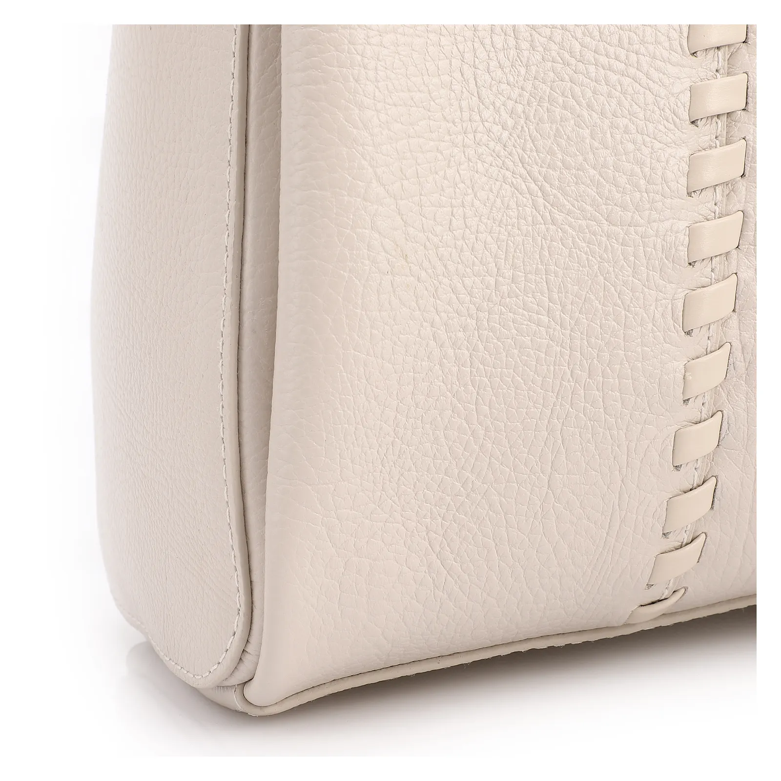 Bolsa Tote Média Couro Antique Off White Contorno Tresse