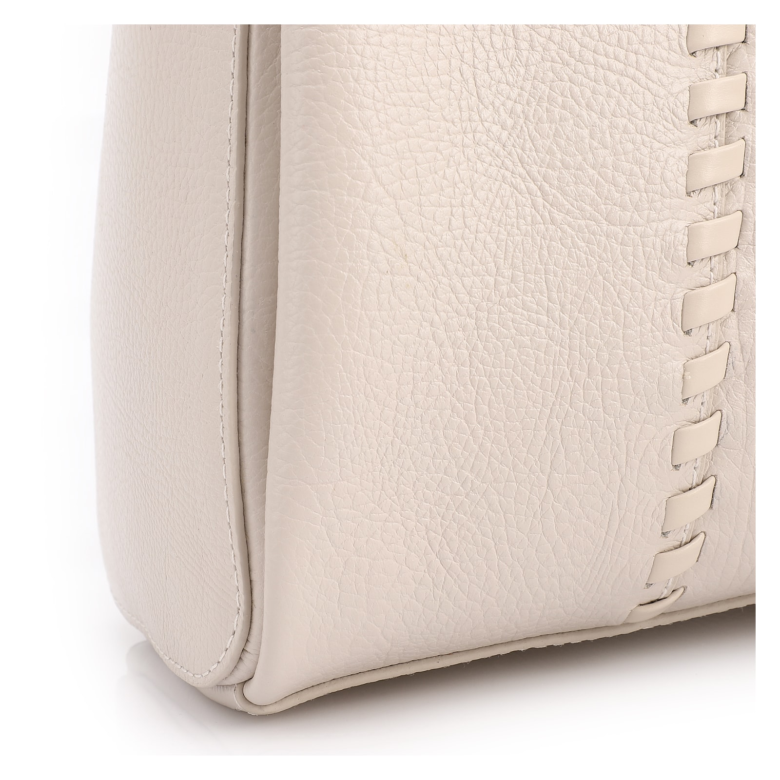 Bolsa Tote Média Couro Antique Off White Contorno Tresse