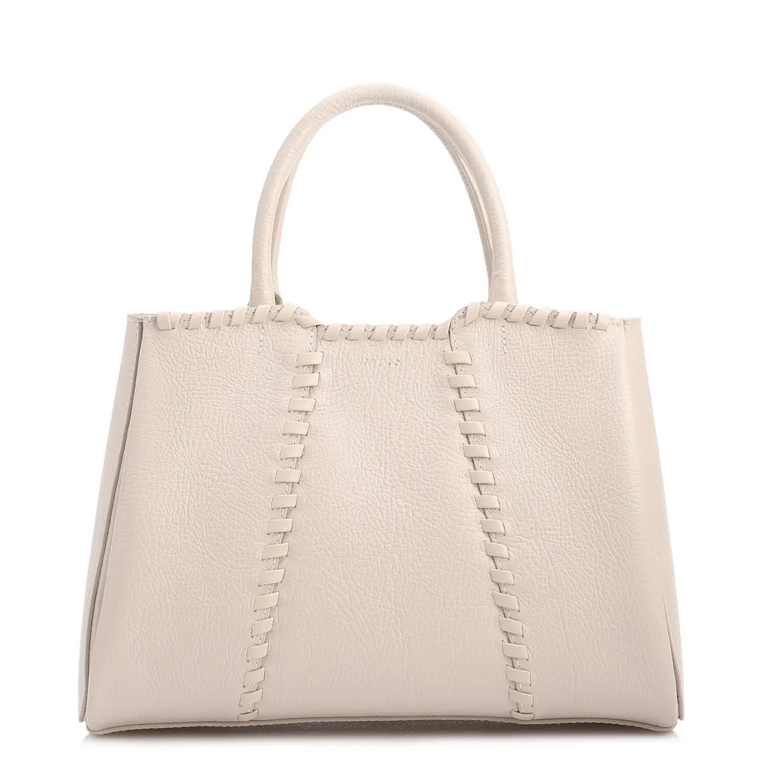 Bolsa Tote Média Couro Antique Off White Contorno Tresse