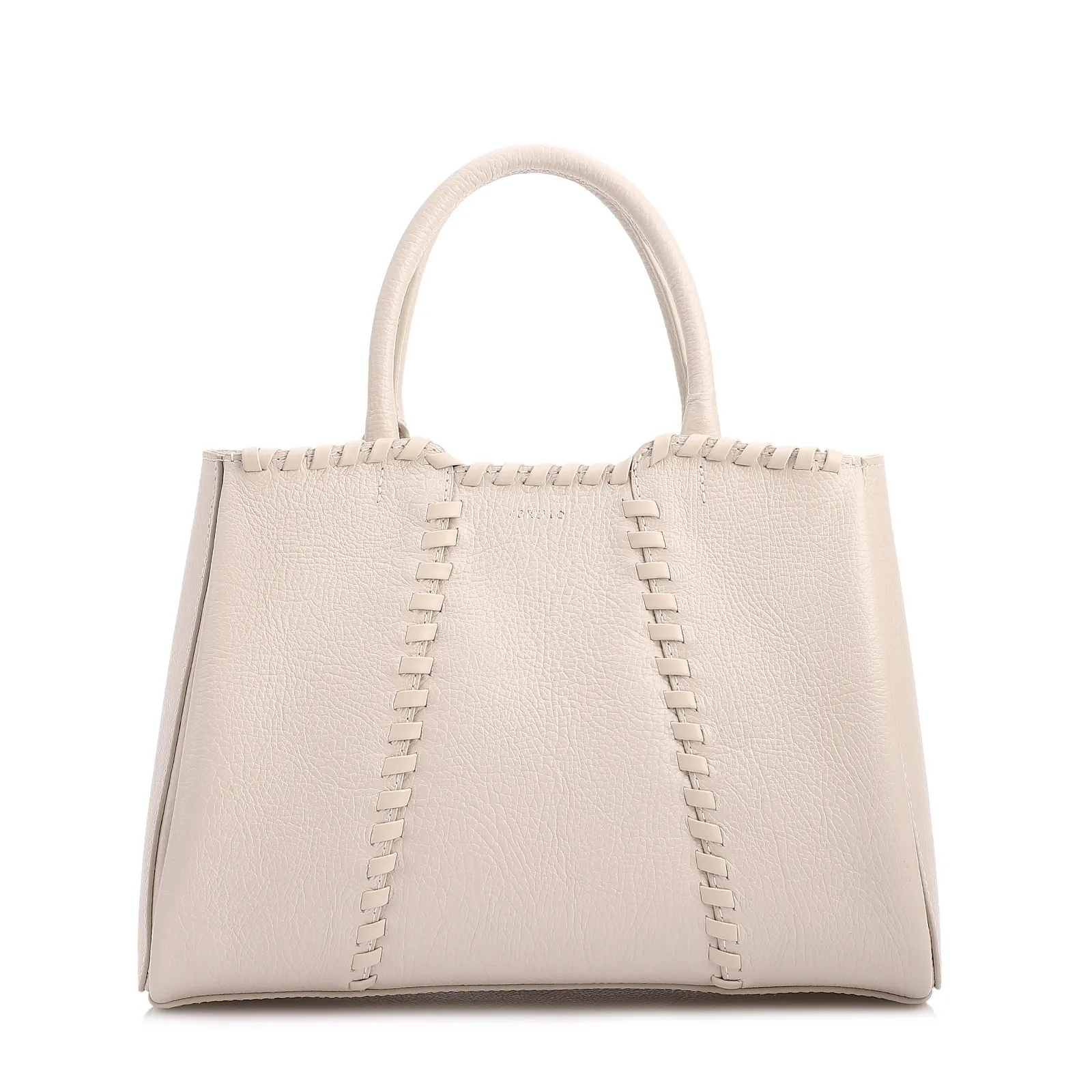 Bolsa Tote Média Couro Antique Off White Contorno Tresse