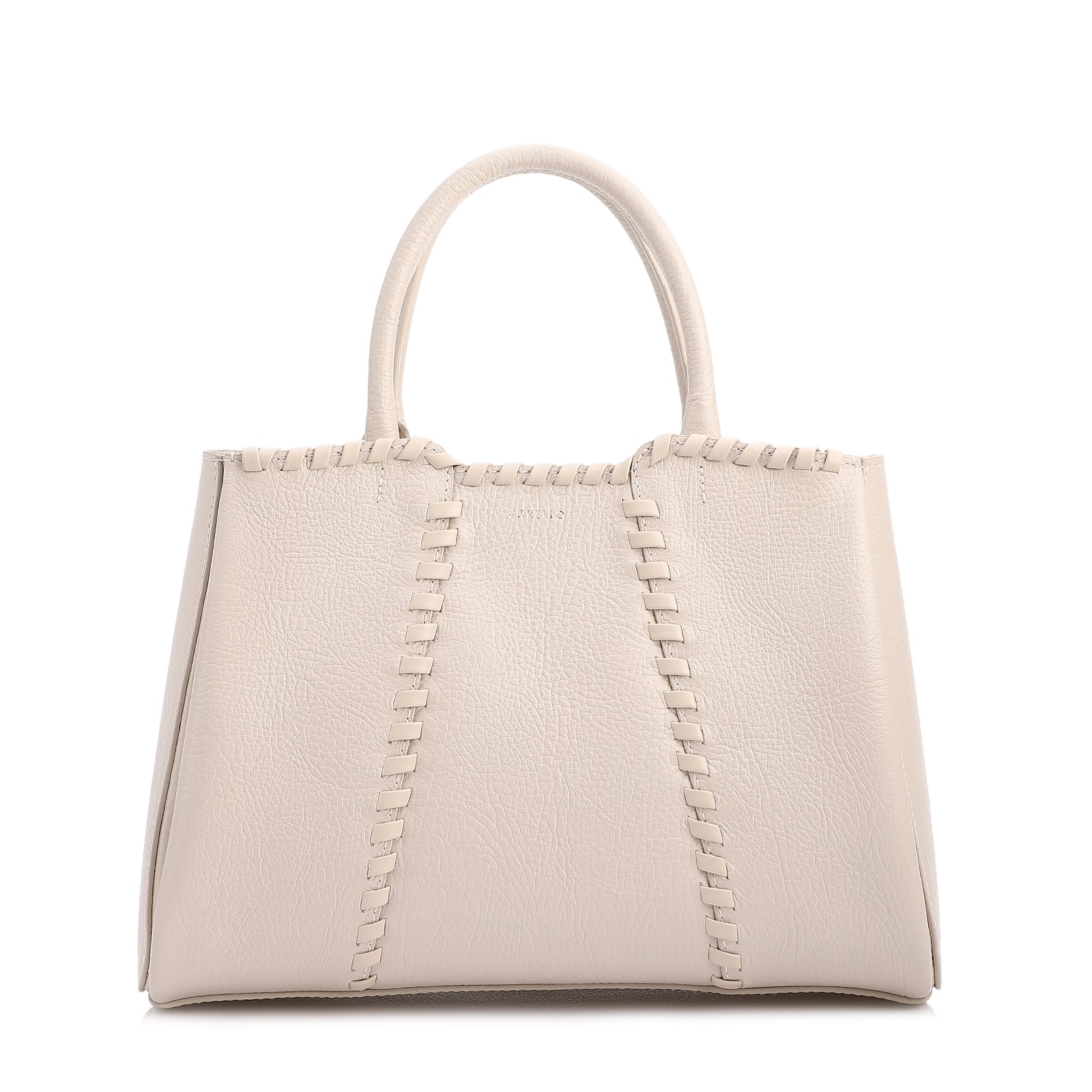 Bolsa Tote Média Couro Antique Off White Contorno Tresse