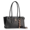 Bolsa Tote Média Couro Antique Preta Pingente Cadeado - imagem 2