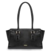 Bolsa Tote Média Couro Antique Preta Pingente Cadeado - imagem 3