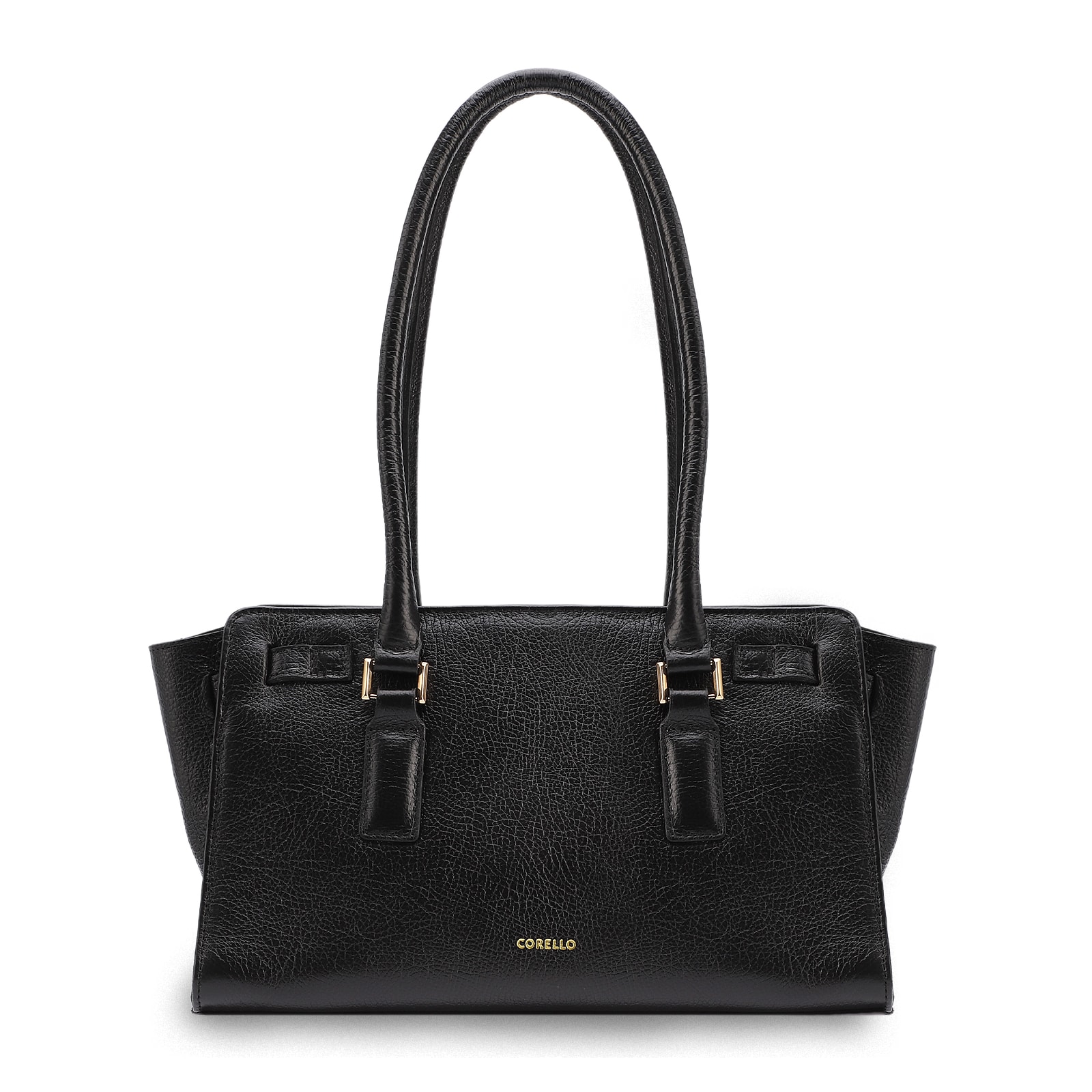 Bolsa Tote Média Couro Antique Preta Pingente Cadeado