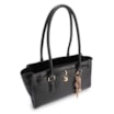 Bolsa Tote Média Couro Antique Preta Pingente Cadeado - imagem 4