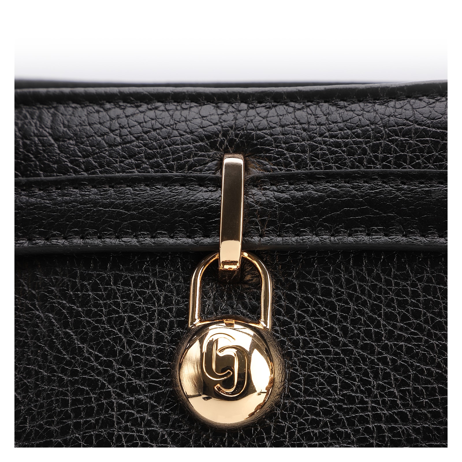 Bolsa Tote Média Couro Antique Preta Pingente Cadeado