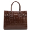 Bolsa Tote Média Couro Croco Marrom Divisória Interna - imagem 1