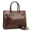 Bolsa Tote Média Couro Croco Marrom Divisória Interna - imagem 2