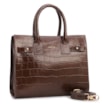 Bolsa Tote Média Couro Croco Marrom Divisória Interna - imagem 2