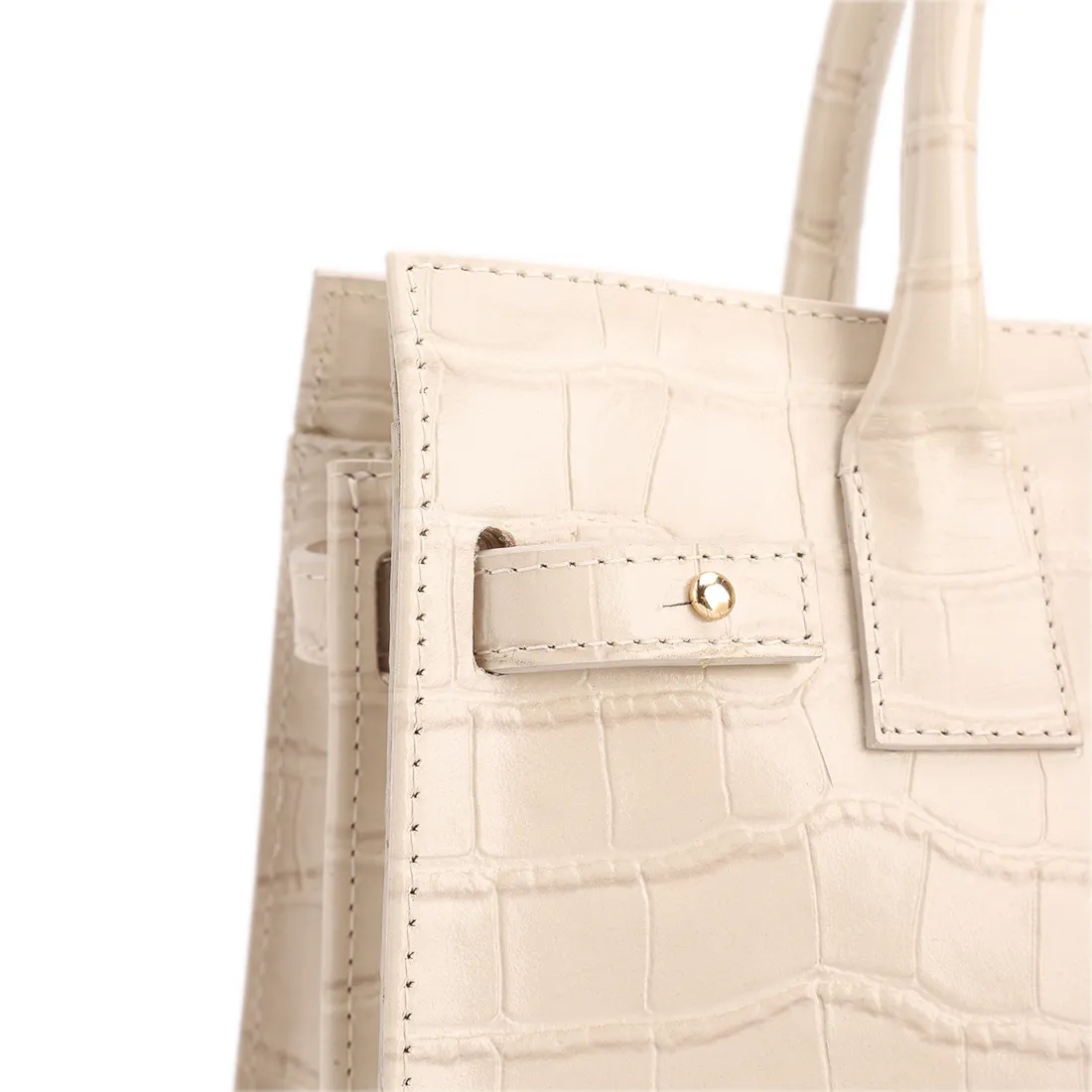 Bolsa Tote Média Couro Croco Off White Divisória Interna - foto 6