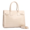  Bolsa Tote Média Couro Croco Off White Divisória Interna - imagem 2