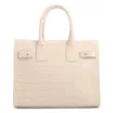 Bolsa Tote Média Couro Croco Off White Divisória Interna - imagem 1