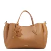  Bolsa Tote Média Couro Marrom Claro Pingente Flor - imagem 1