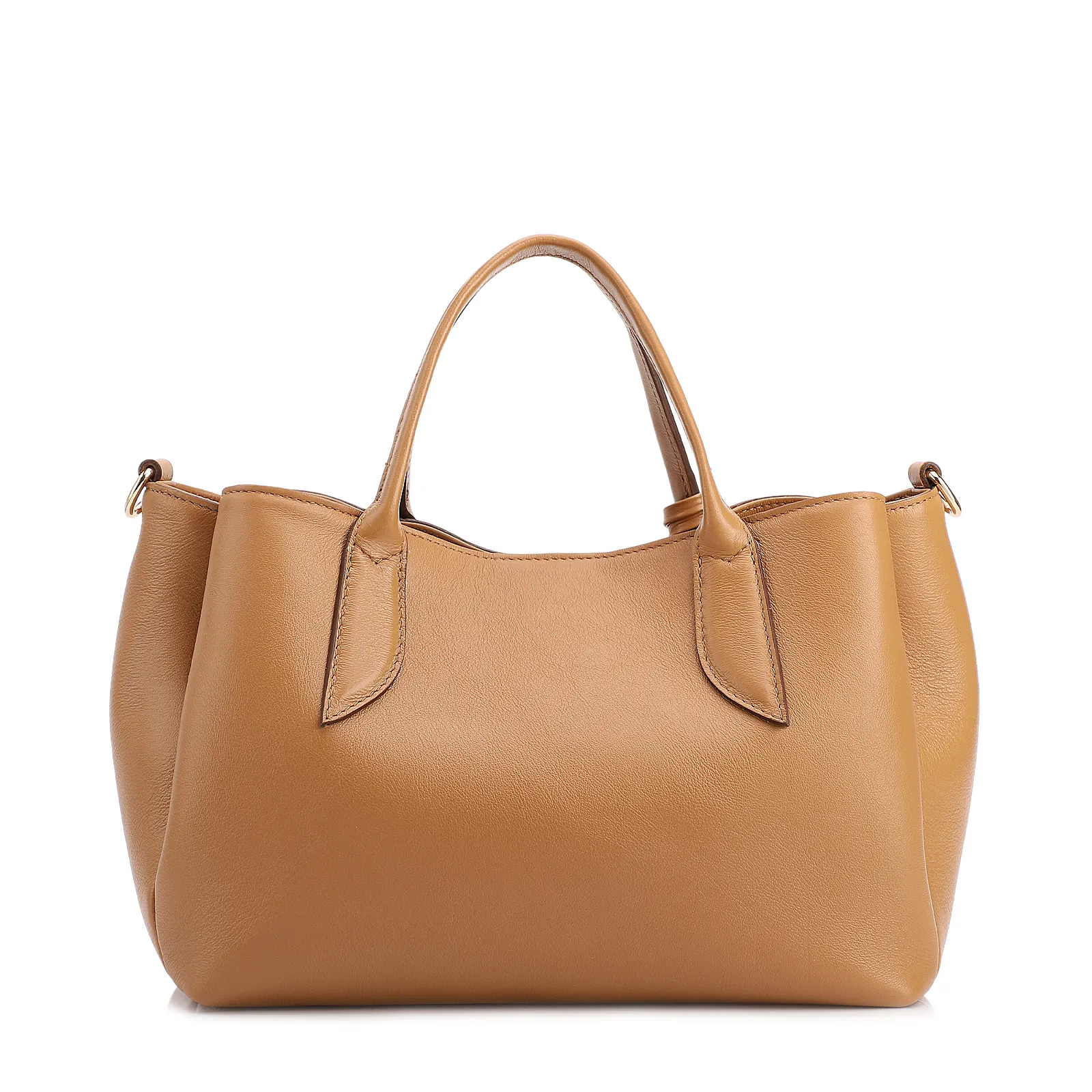  Bolsa Tote Média Couro Marrom Claro Pingente Flor