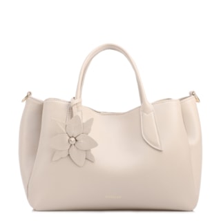 Média couro Off White Pingente Flor