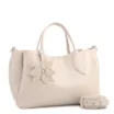  Bolsa Tote Média Couro Off White Pingente Flor - imagem 2