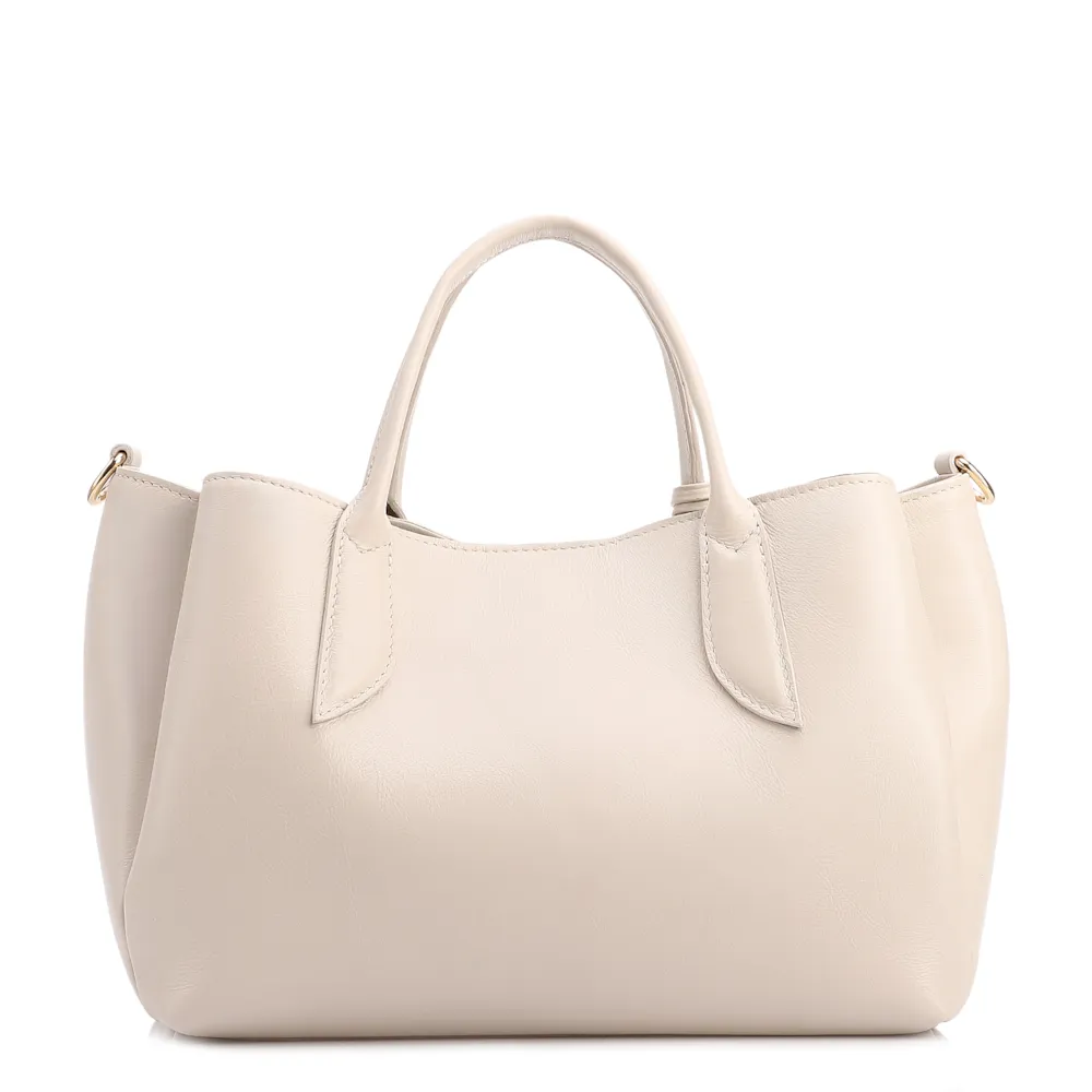  Bolsa Tote Média Couro Off White Pingente Flor - imagem 3