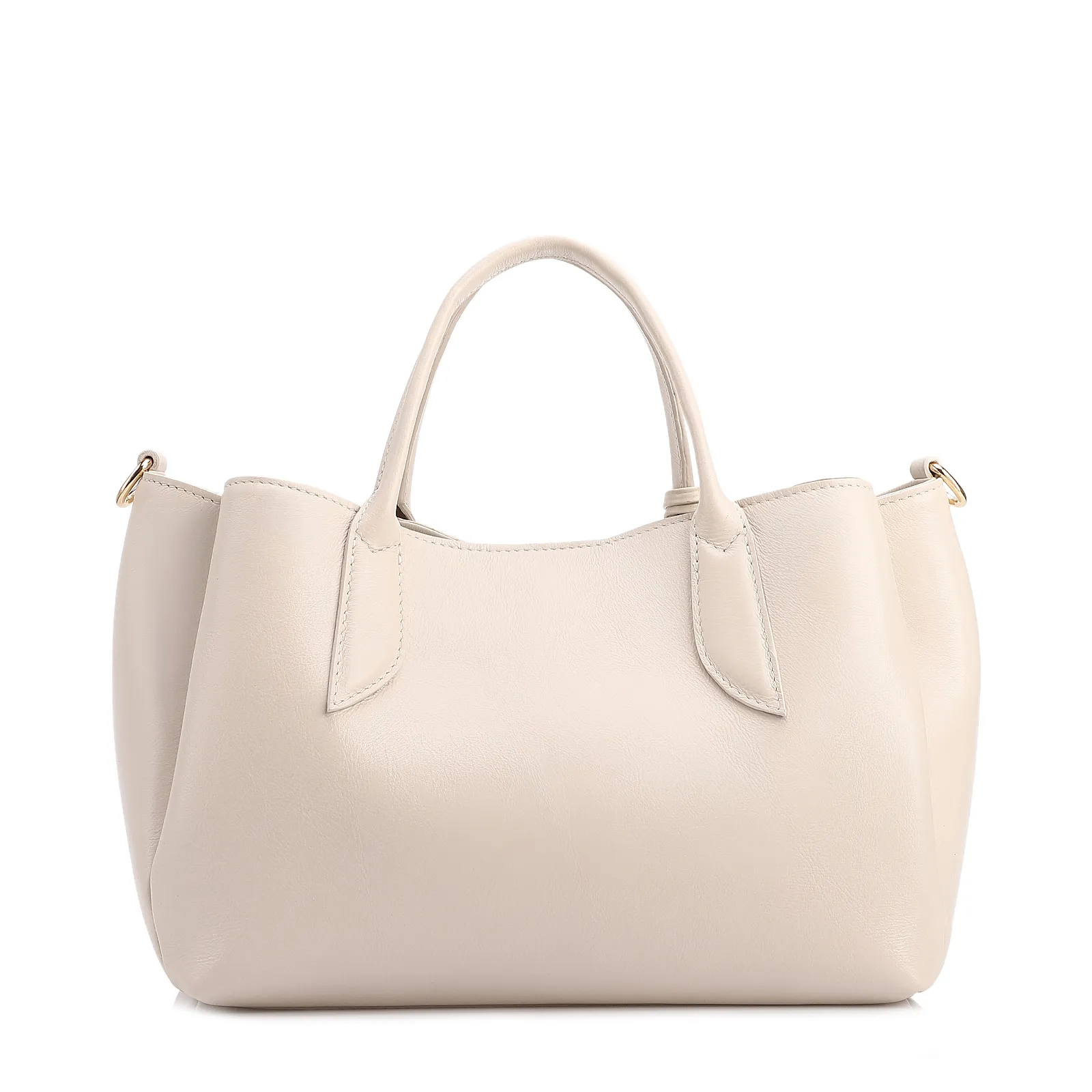  Bolsa Tote Média Couro Off White Pingente Flor