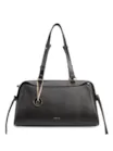 Bolsa Tote Média Couro Preto Tira Lateral - imagem 1