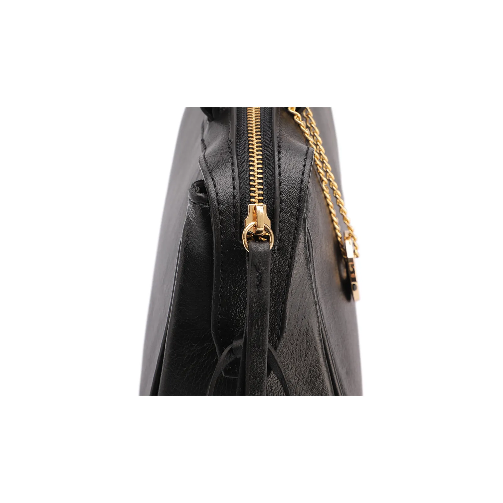 Bolsa Tote Média Couro Preto Tira Lateral