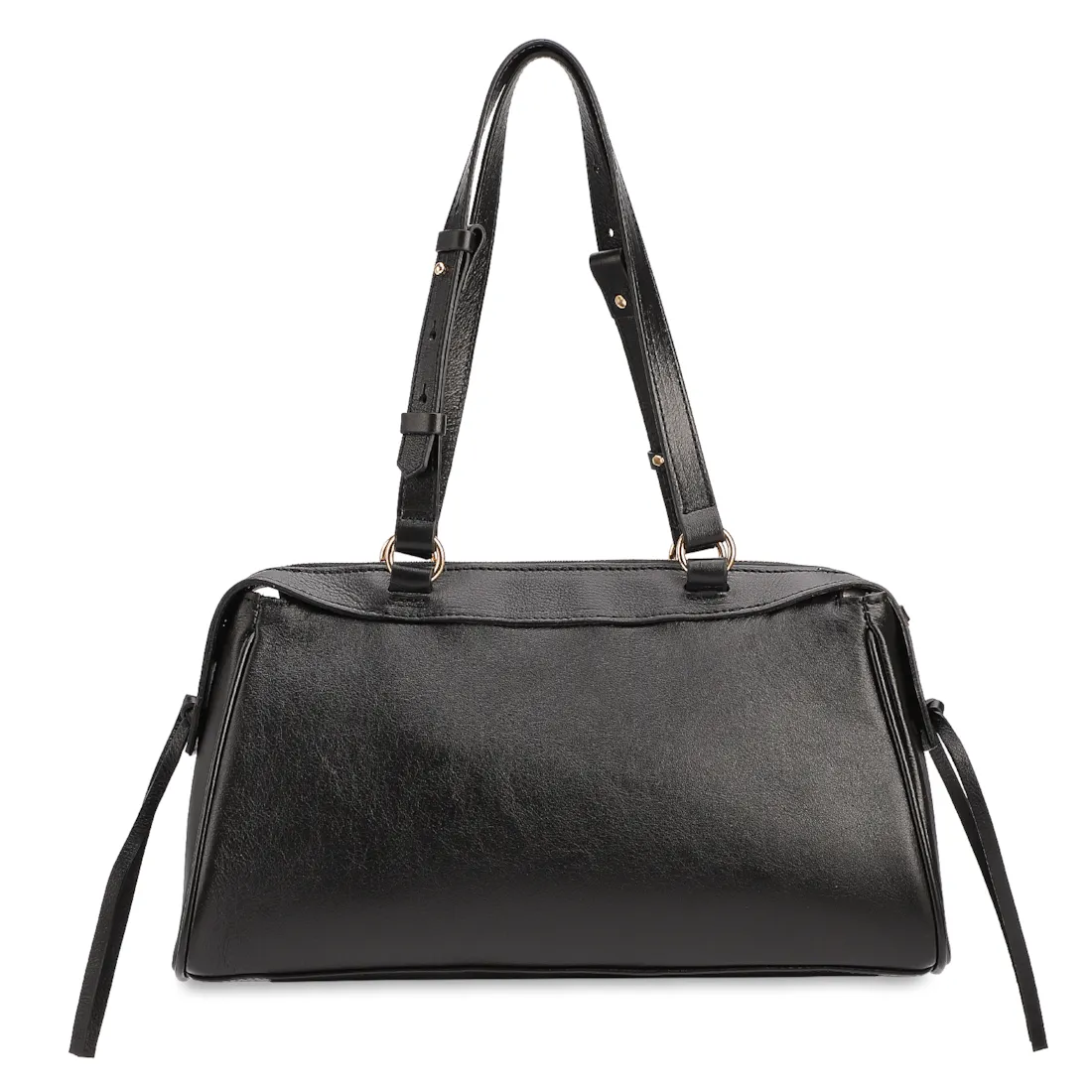 Bolsa Tote Média Couro Preto Tira Lateral - foto 3