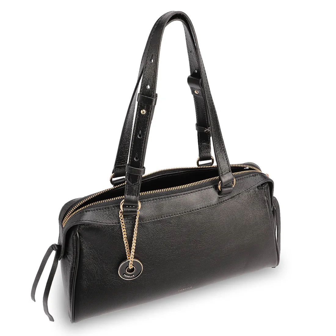 Bolsa Tote Média Couro Preto Tira Lateral - foto 4