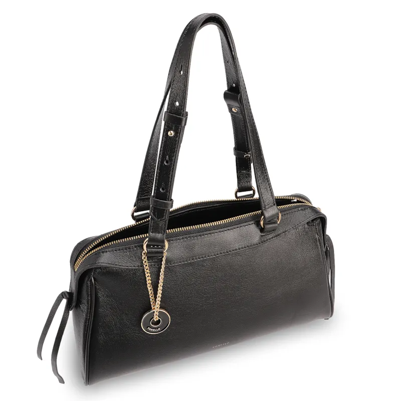 Bolsa Tote Média Couro Preto Tira Lateral - foto 4