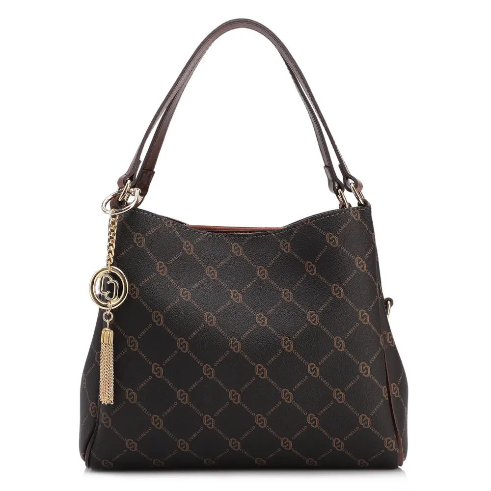 Bolsa Tote Monograma Alt/ Alça Couro Marrom