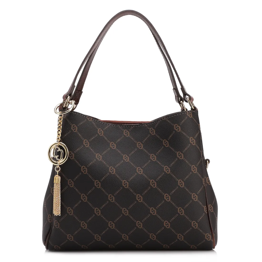 Bolsa Tote Monograma Alt/ Alça Couro Marrom