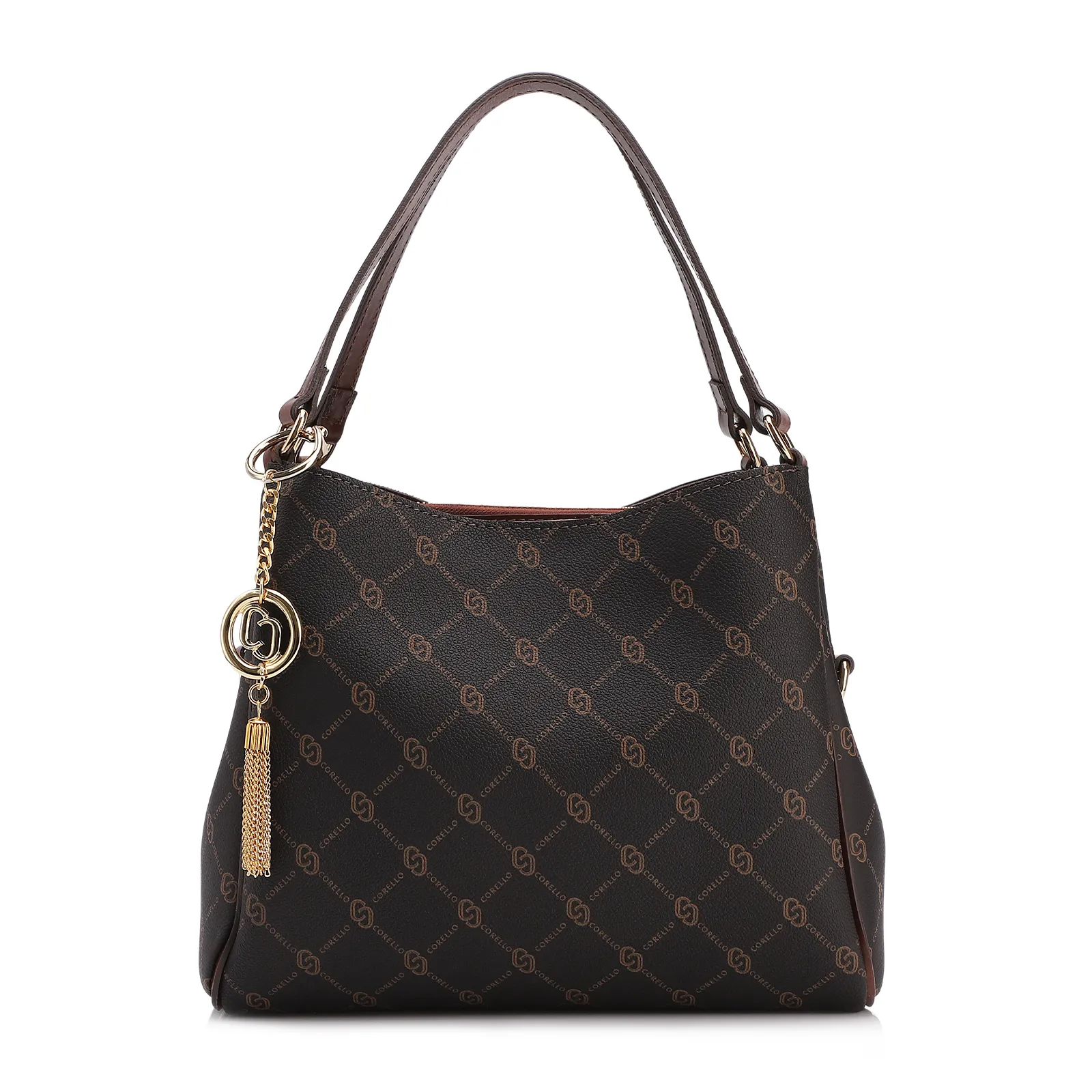 Bolsa Tote Monograma Alt/ Alça Couro Marrom