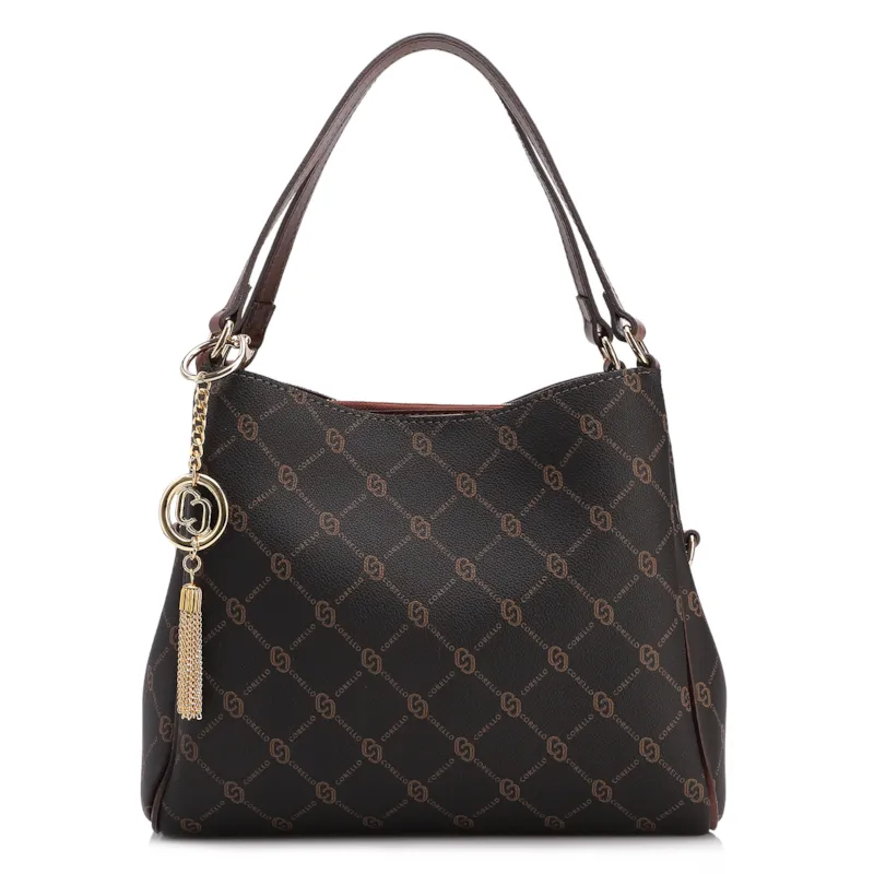 Bolsa Tote Monograma Alt/ Alça Couro Marrom