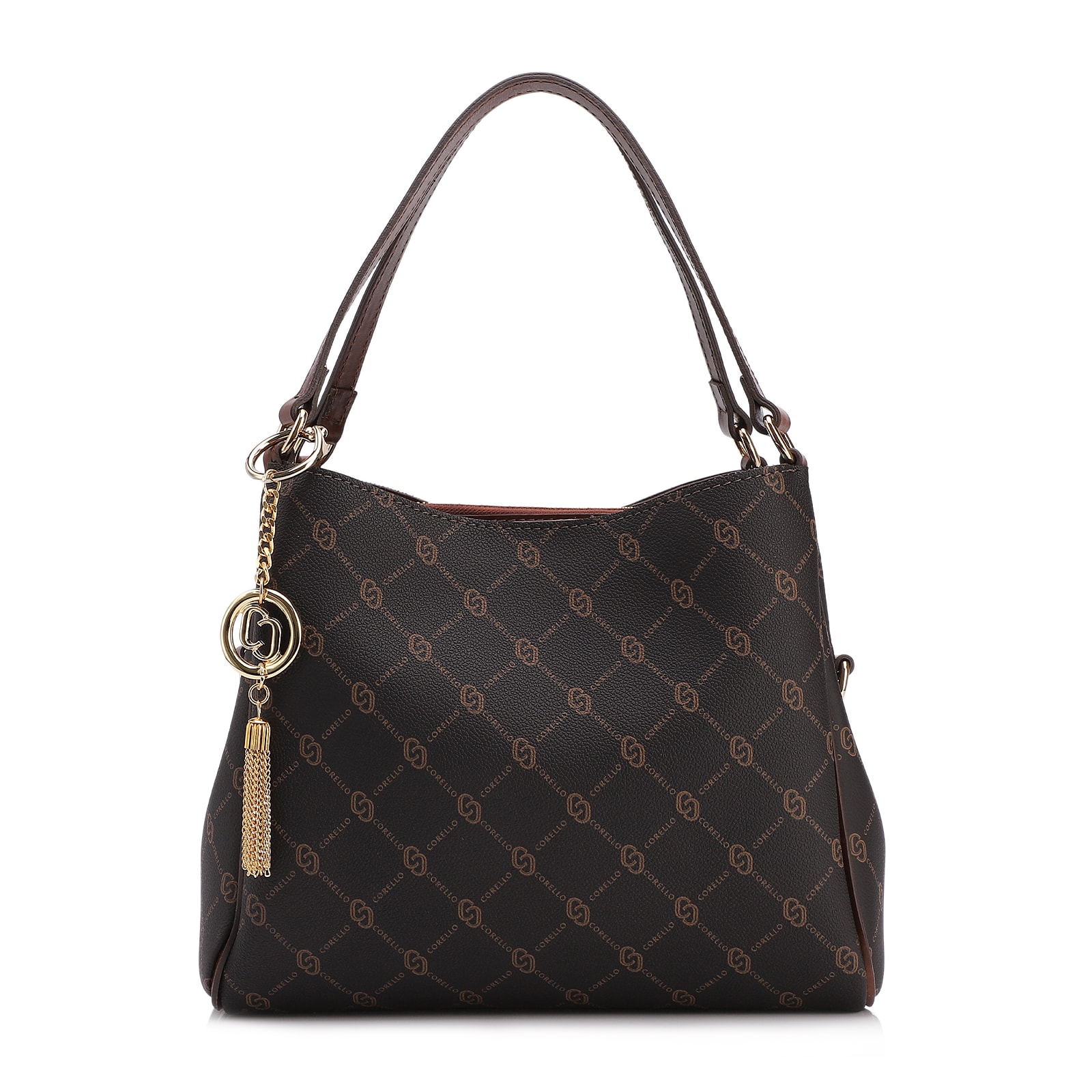 Bolsa Tote Monograma Alt/ Alça Couro Marrom