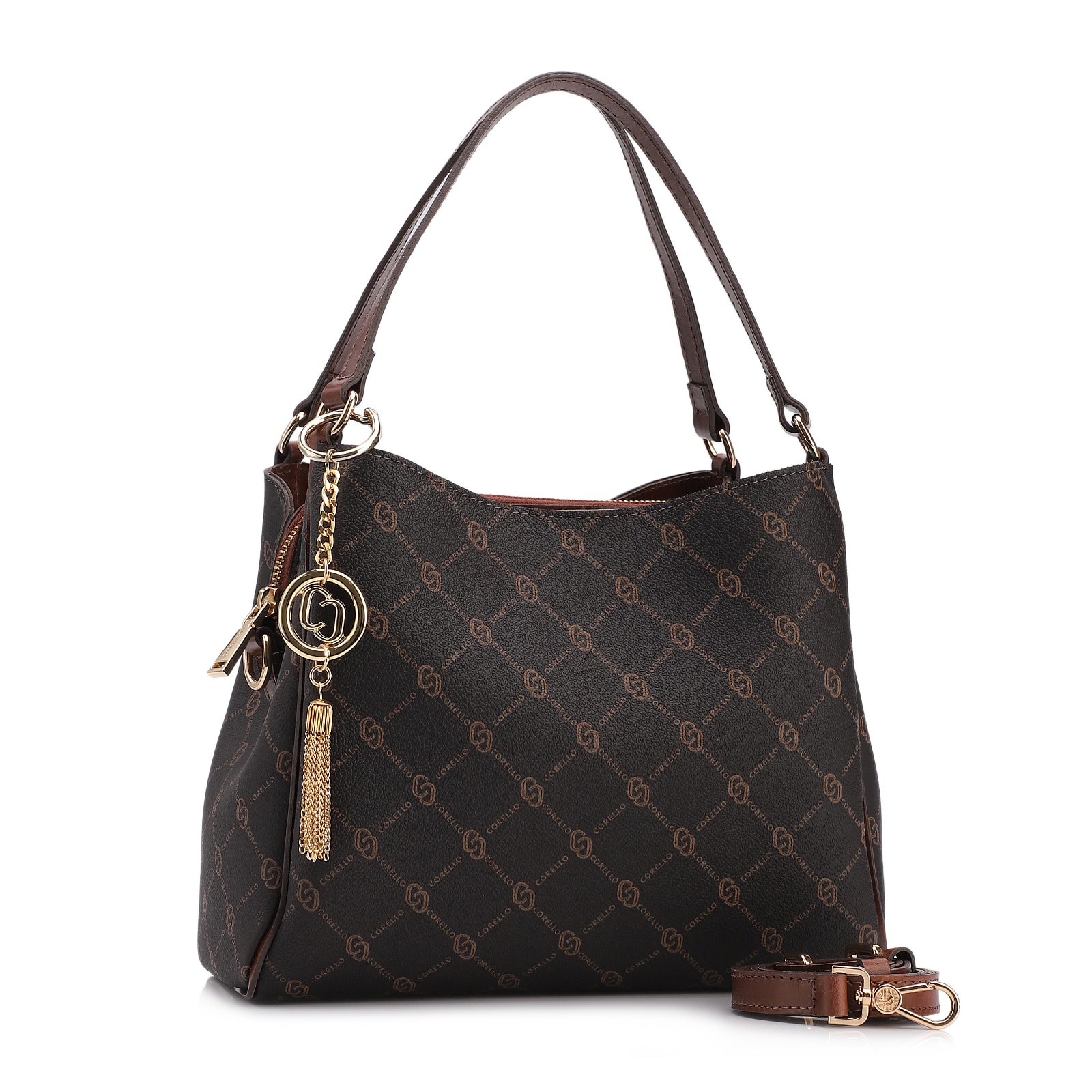 Bolsa Tote Monograma Alt/ Alça Couro Marrom