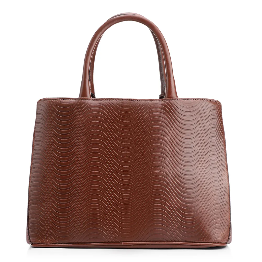 Bolsa Tote Ondas Couro Marrom - imagem 3