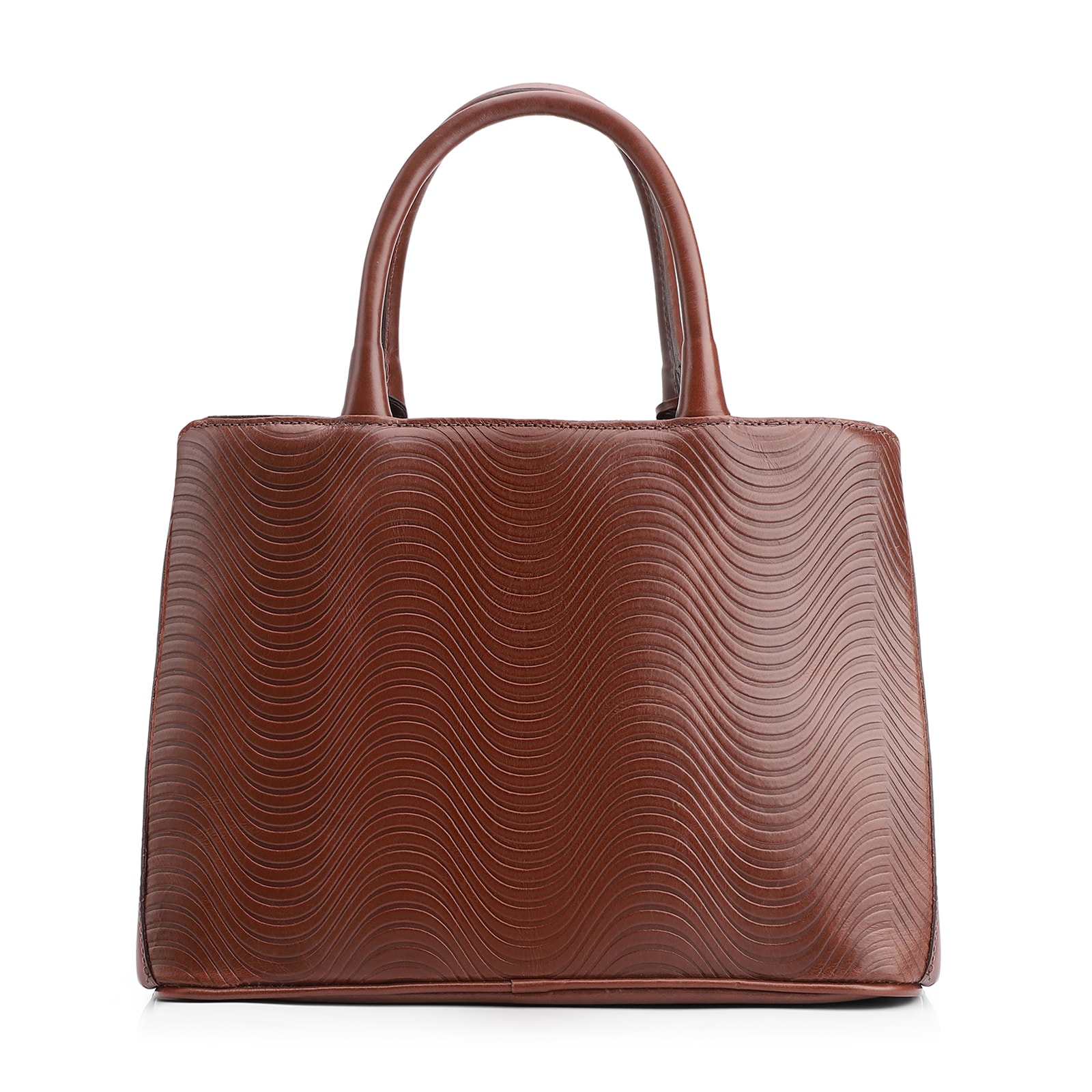 Bolsa Tote Ondas Couro Marrom