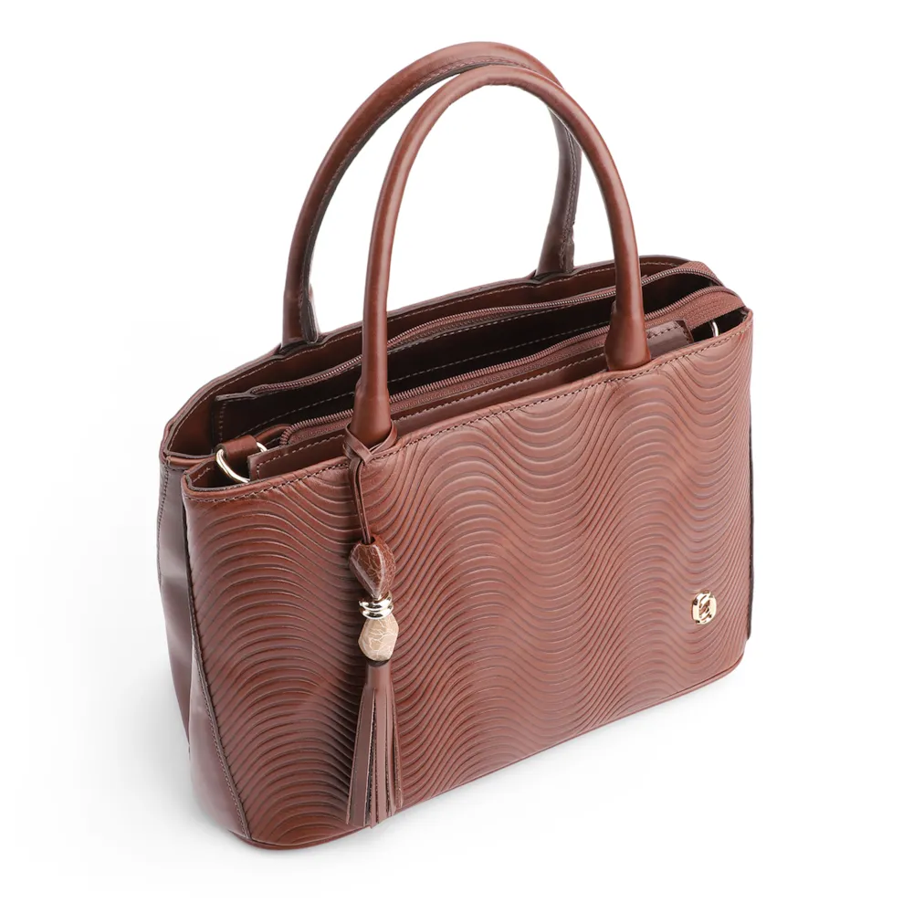 Bolsa Tote Ondas Couro Marrom - imagem 4