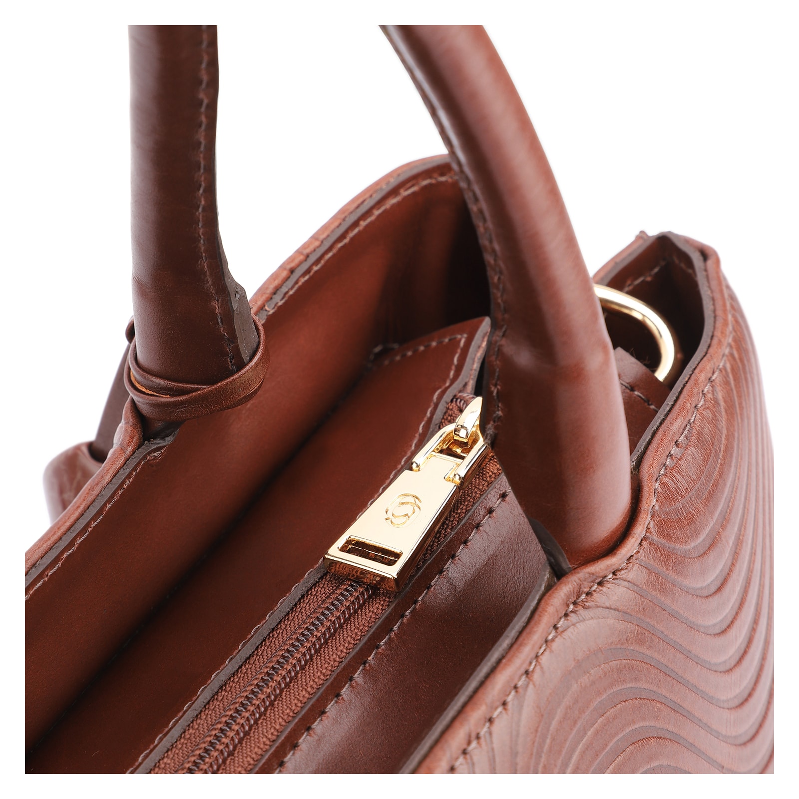 Bolsa Tote Ondas Couro Marrom