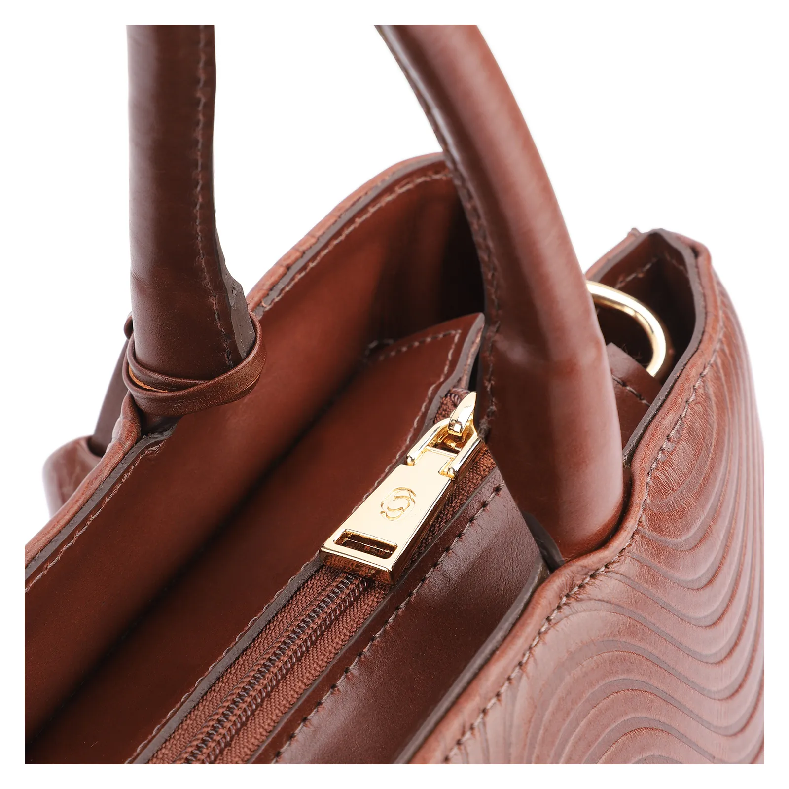 Bolsa Tote Ondas Couro Marrom