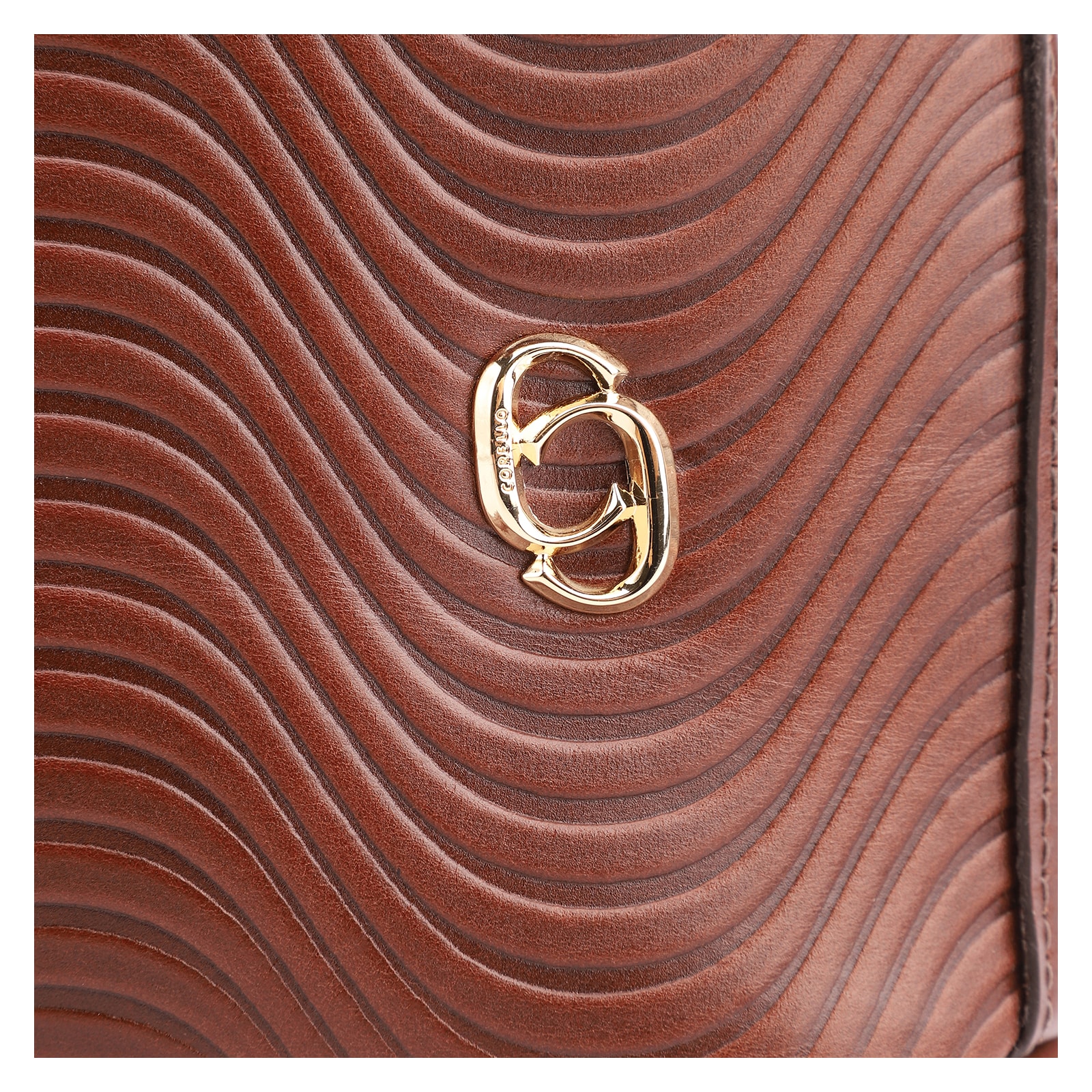 Bolsa Tote Ondas Couro Marrom
