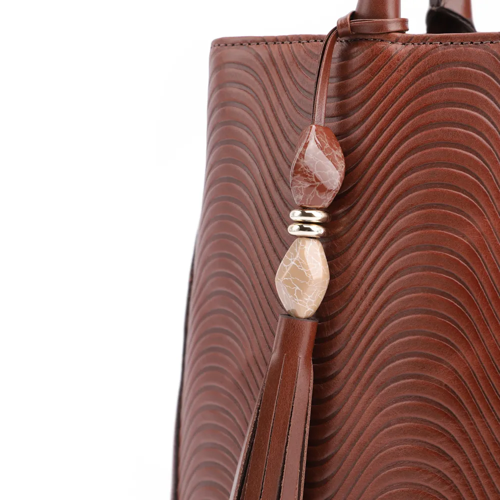 Bolsa Tote Ondas Couro Marrom - imagem 7