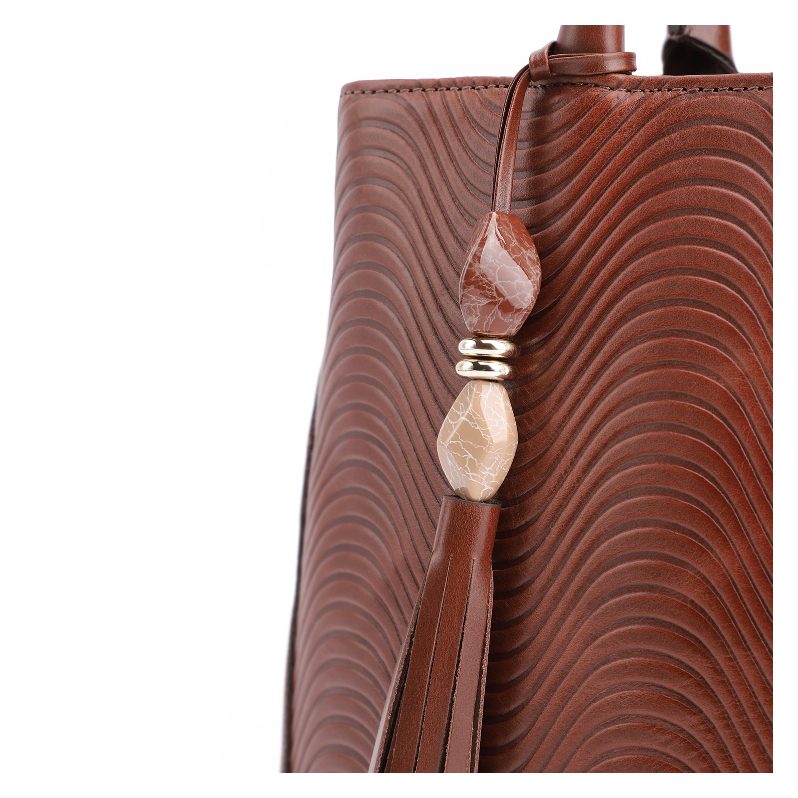 Bolsa Tote Ondas Couro Marrom