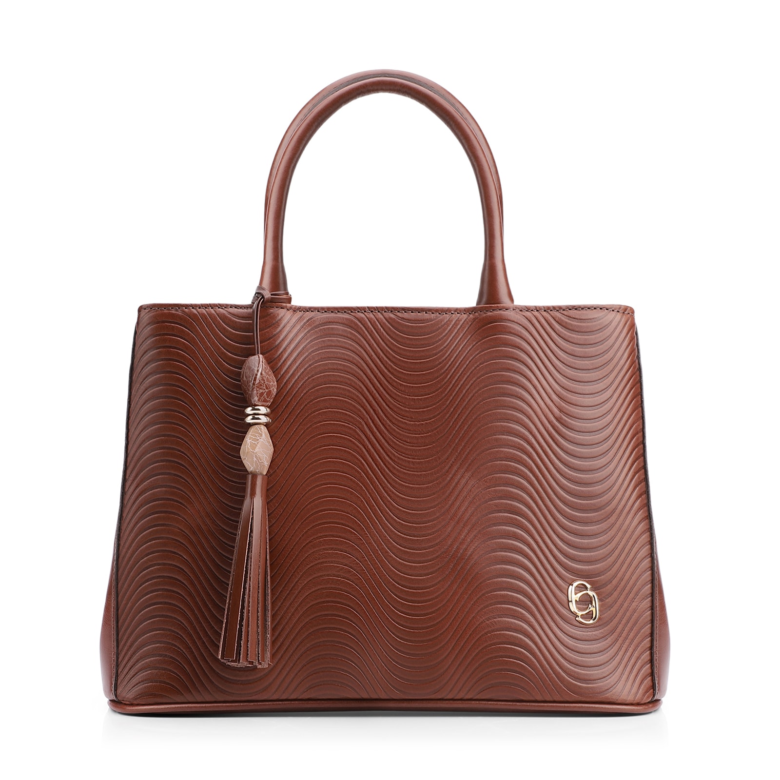 Bolsa Tote Ondas Couro Marrom
