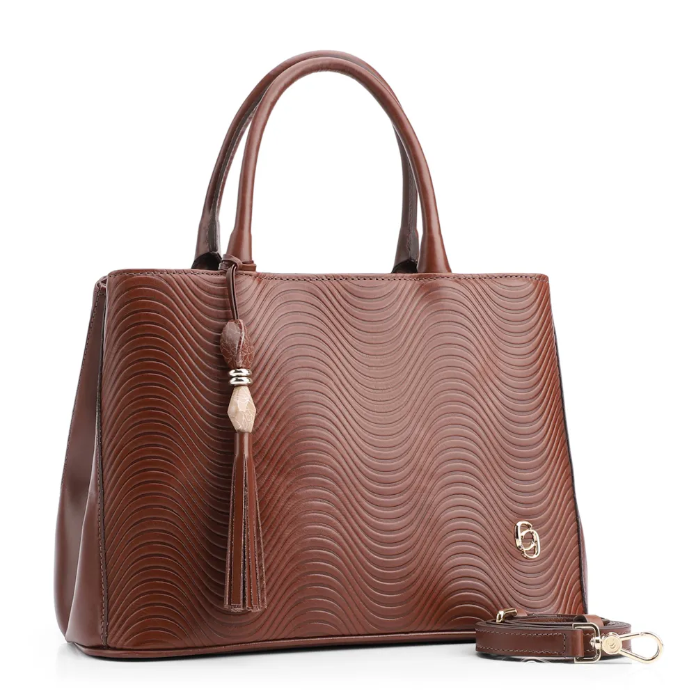 Bolsa Tote Ondas Couro Marrom - imagem 2