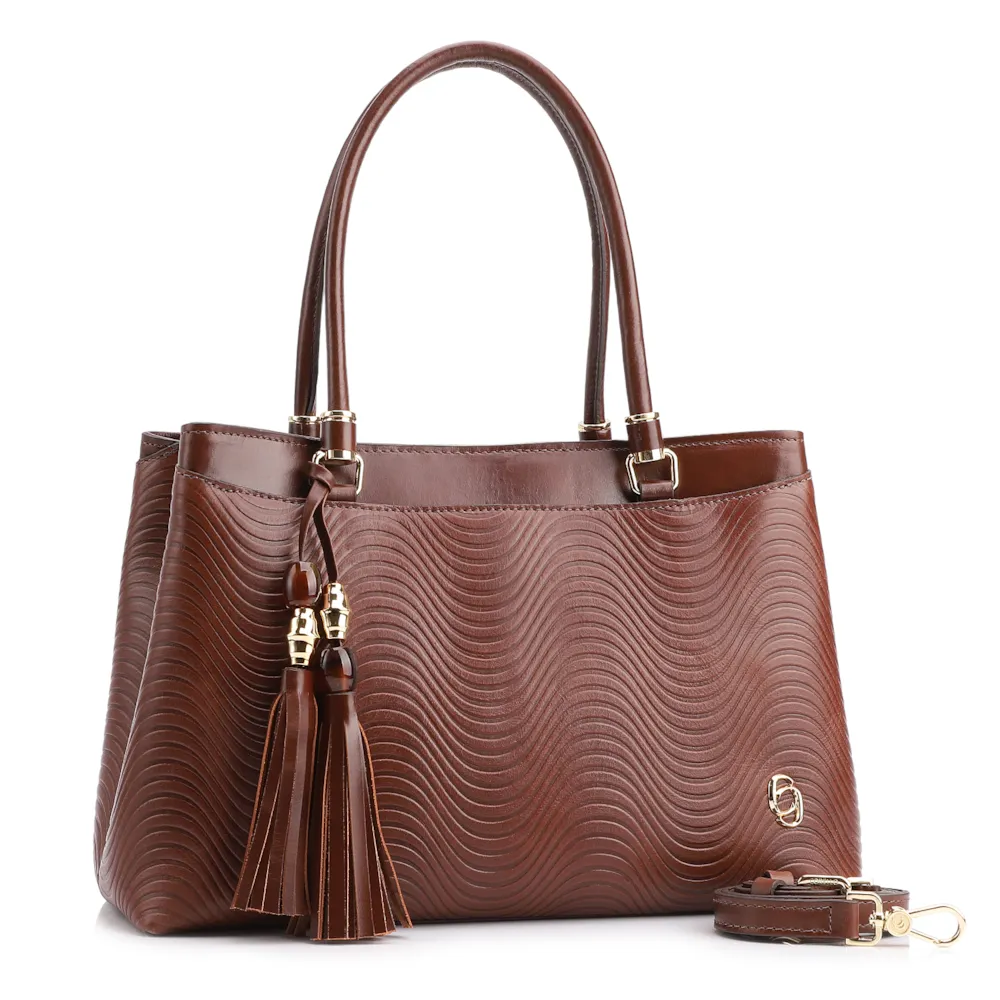 Bolsa Tote Ondas Couro Marrom - imagem 2