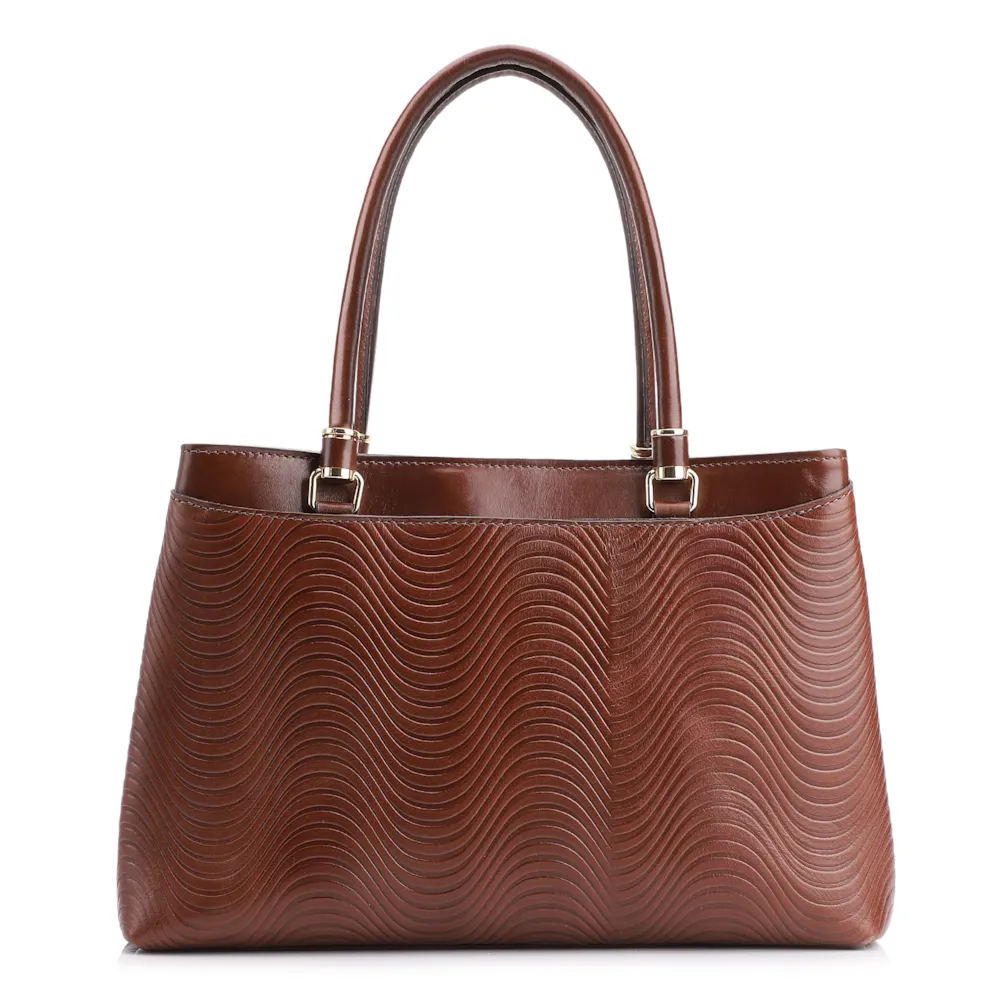 Bolsa Tote Ondas Couro Marrom - imagem 3